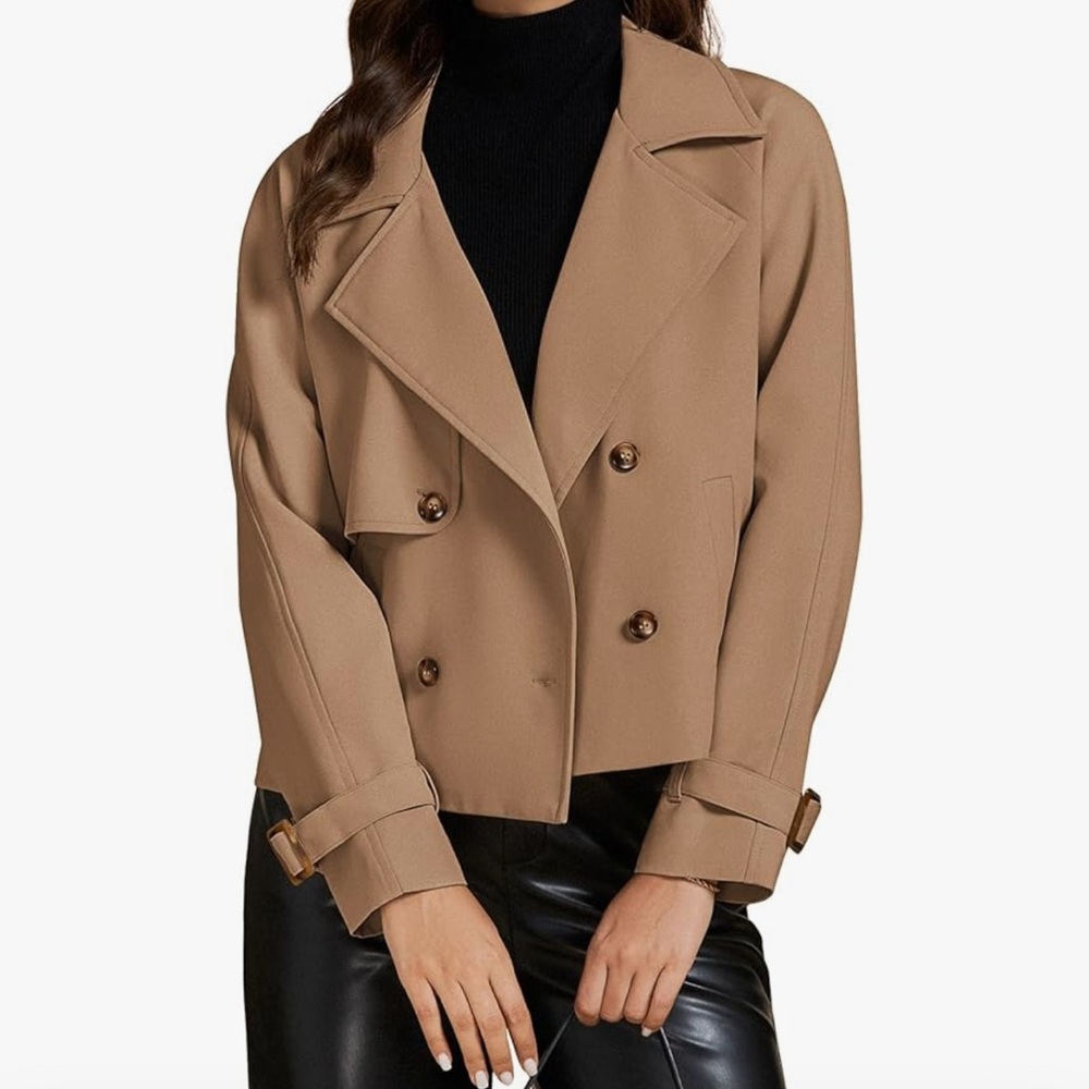 Women's Tan Double-Breasted Jacket